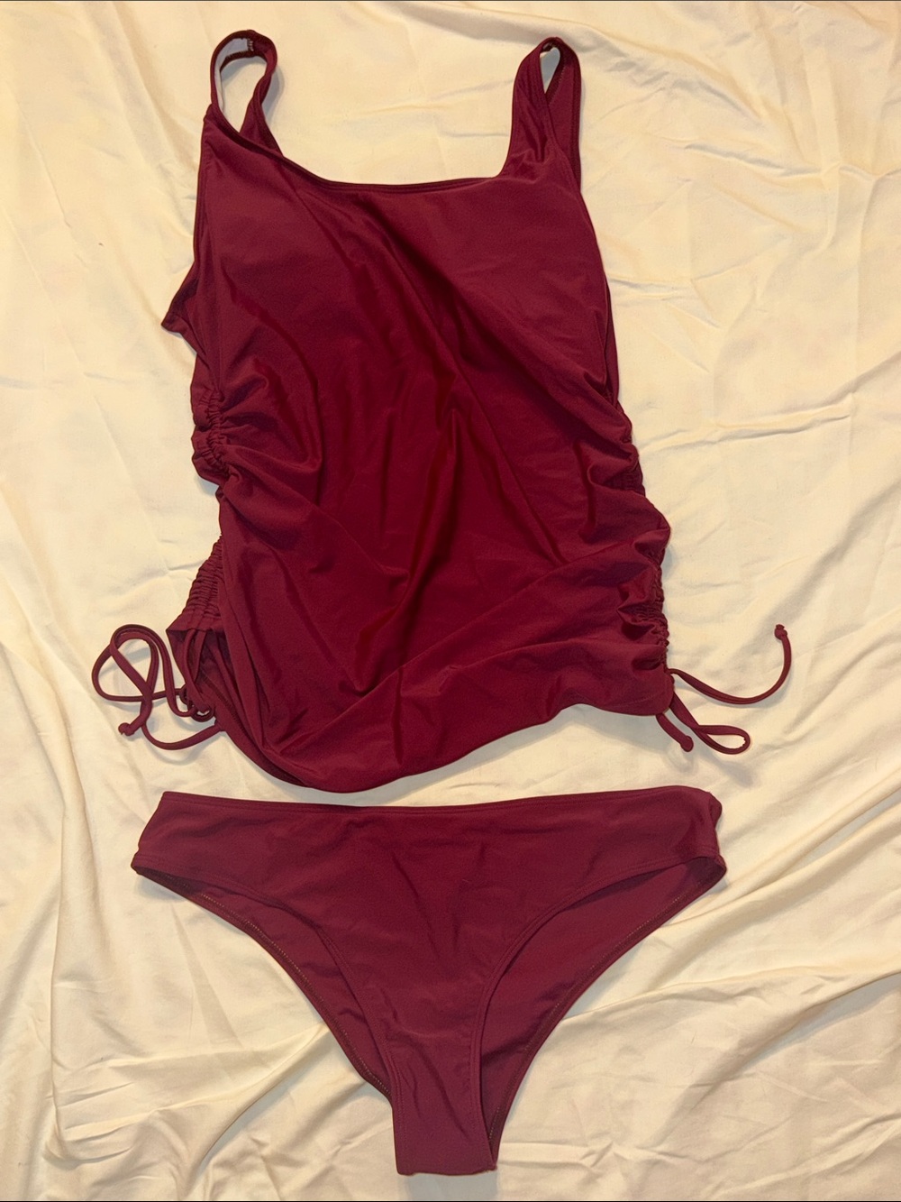 Women's Ruched Tankini Set - Burgundy